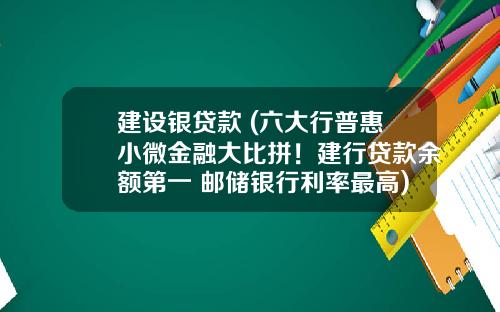 建设银贷款 (六大行普惠小微金融大比拼！建行贷款余额第一 邮储银行利率最高)_1