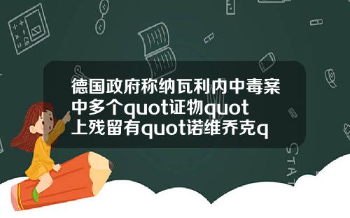 德国政府称纳瓦利内中毒案中多个quot证物quot上残留有quot诺维乔克quot毒剂