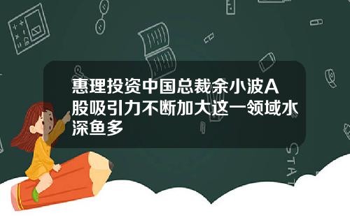 惠理投资中国总裁余小波A股吸引力不断加大这一领域水深鱼多