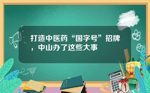 打造中医药“国字号”招牌，中山办了这些大事