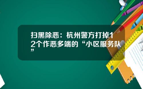 扫黑除恶：杭州警方打掉12个作恶多端的“小区服务队”