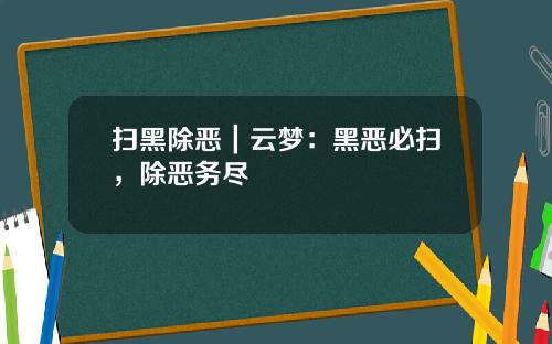 扫黑除恶｜云梦：黑恶必扫，除恶务尽