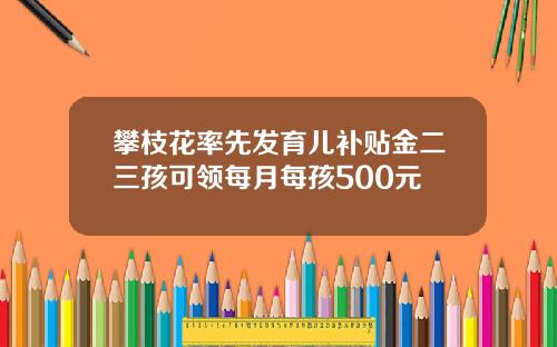 攀枝花率先发育儿补贴金二三孩可领每月每孩500元