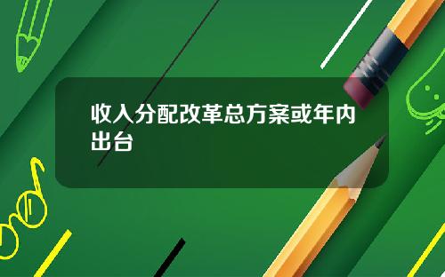 收入分配改革总方案或年内出台