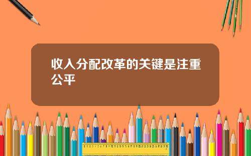 收入分配改革的关键是注重公平