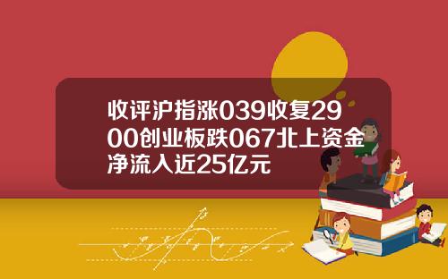收评沪指涨039收复2900创业板跌067北上资金净流入近25亿元
