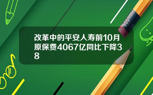 改革中的平安人寿前10月原保费4067亿同比下降38