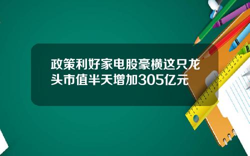 政策利好家电股豪横这只龙头市值半天增加305亿元