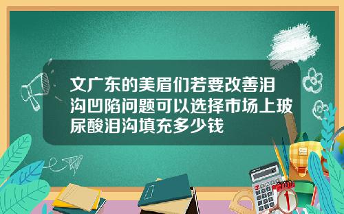 文广东的美眉们若要改善泪沟凹陷问题可以选择市场上玻尿酸泪沟填充多少钱