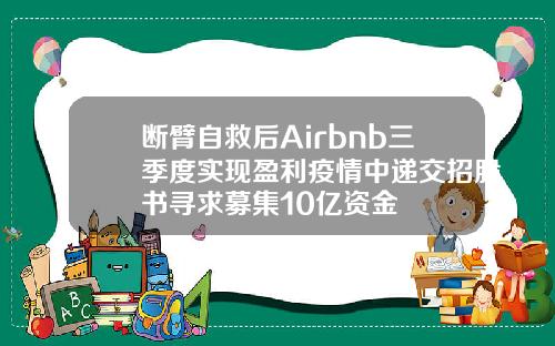 断臂自救后Airbnb三季度实现盈利疫情中递交招股书寻求募集10亿资金