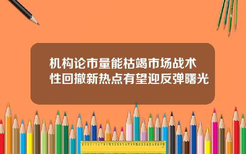 机构论市量能枯竭市场战术性回撤新热点有望迎反弹曙光