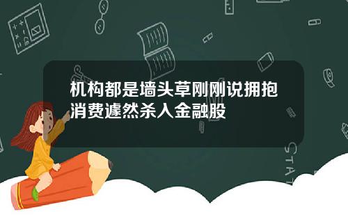 机构都是墙头草刚刚说拥抱消费遽然杀入金融股