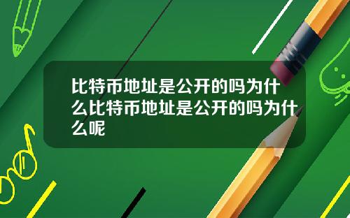 比特币地址是公开的吗为什么比特币地址是公开的吗为什么呢