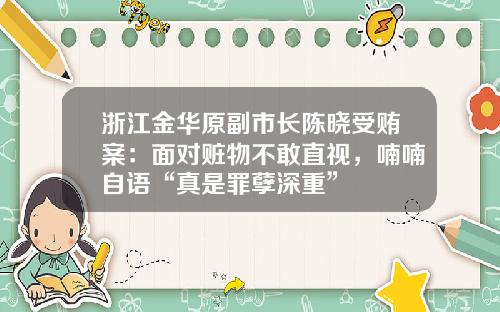 浙江金华原副市长陈晓受贿案：面对赃物不敢直视，喃喃自语“真是罪孽深重”