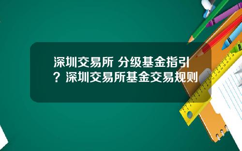 深圳交易所 分级基金指引？深圳交易所基金交易规则