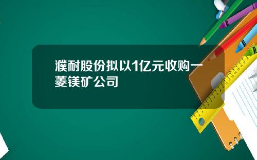 濮耐股份拟以1亿元收购一菱镁矿公司