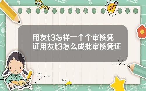 用友t3怎样一个个审核凭证用友t3怎么成批审核凭证