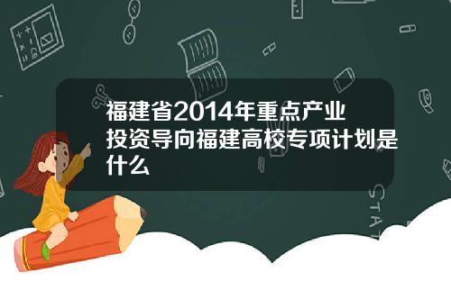 福建省2014年重点产业投资导向福建高校专项计划是什么