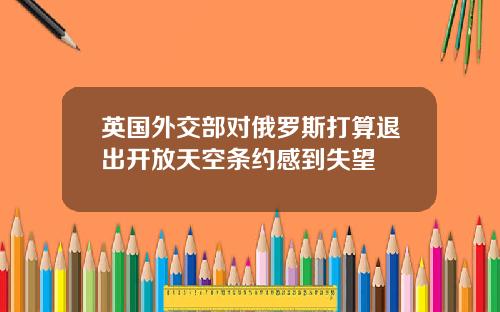 英国外交部对俄罗斯打算退出开放天空条约感到失望