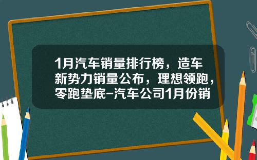 1月汽车销量排行榜，造车新势力销量公布，理想领跑，零跑垫底-汽车公司1月份销量【新闻】.