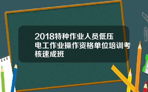 2018特种作业人员低压电工作业操作资格单位培训考核速成班