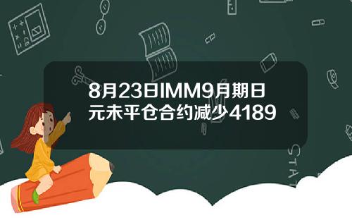 8月23日IMM9月期日元未平仓合约减少4189