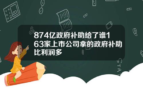 874亿政府补助给了谁163家上市公司拿的政府补助比利润多