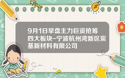 9月1日早盘主力巨资抢筹四大板块-宁波杭州湾新区炭基新材料有限公司