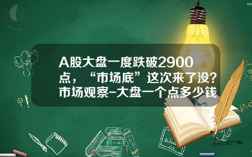 A股大盘一度跌破2900点，“市场底”这次来了没？市场观察-大盘一个点多少钱