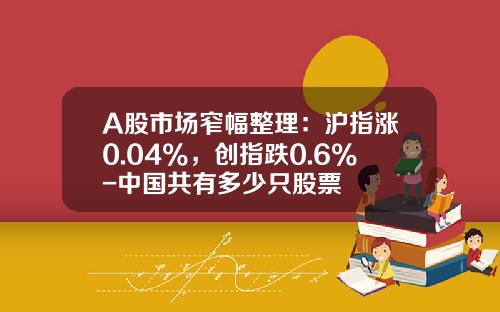 A股市场窄幅整理：沪指涨0.04%，创指跌0.6%-中国共有多少只股票