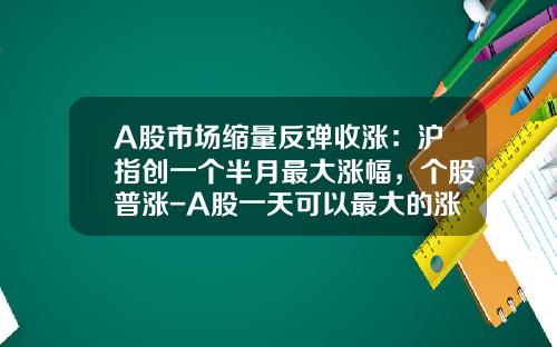 A股市场缩量反弹收涨：沪指创一个半月最大涨幅，个股普涨-A股一天可以最大的涨幅是多少