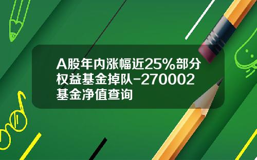 A股年内涨幅近25%部分权益基金掉队-270002基金净值查询
