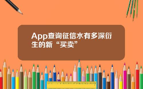 App查询征信水有多深衍生的新“买卖”