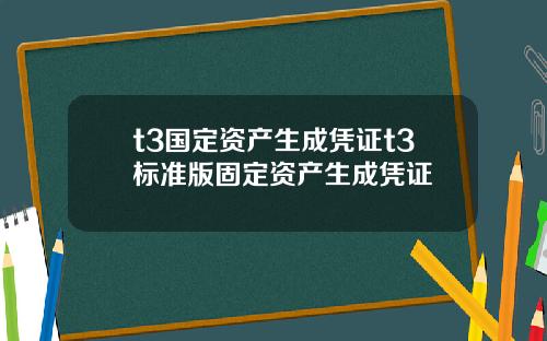 t3国定资产生成凭证t3标准版固定资产生成凭证