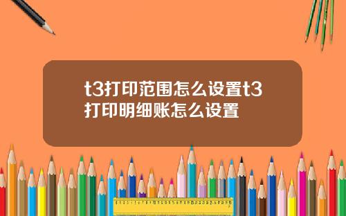 t3打印范围怎么设置t3打印明细账怎么设置