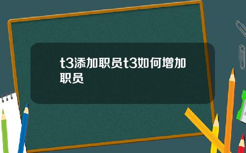 t3添加职员t3如何增加职员