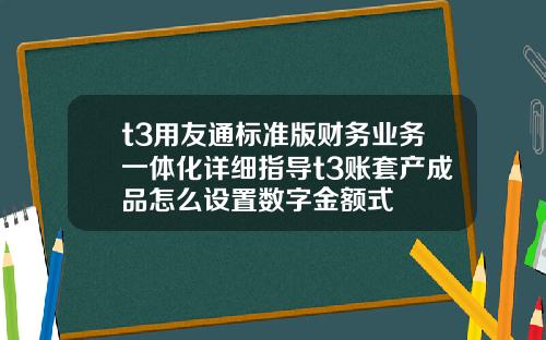 t3用友通标准版财务业务一体化详细指导t3账套产成品怎么设置数字金额式