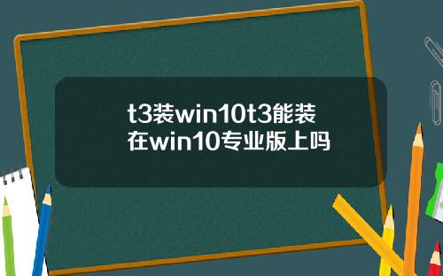 t3装win10t3能装在win10专业版上吗