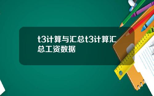 t3计算与汇总t3计算汇总工资数据