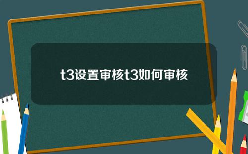 t3设置审核t3如何审核