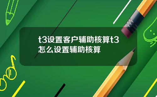t3设置客户辅助核算t3怎么设置辅助核算