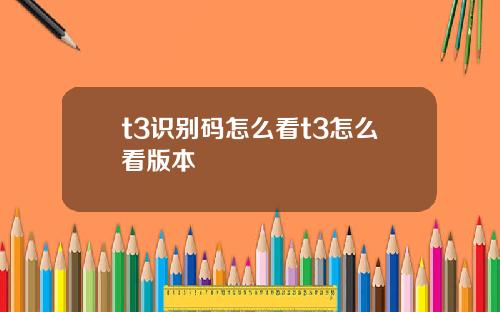 t3识别码怎么看t3怎么看版本