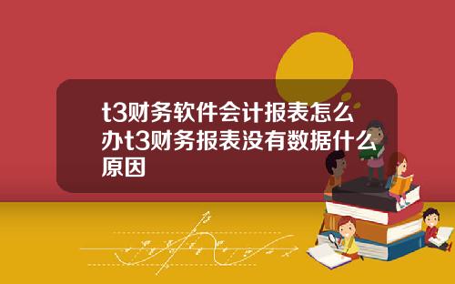 t3财务软件会计报表怎么办t3财务报表没有数据什么原因