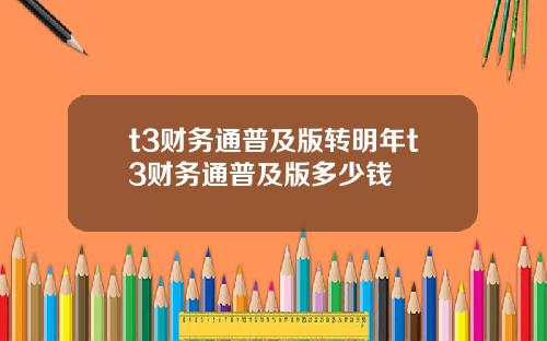 t3财务通普及版转明年t3财务通普及版多少钱