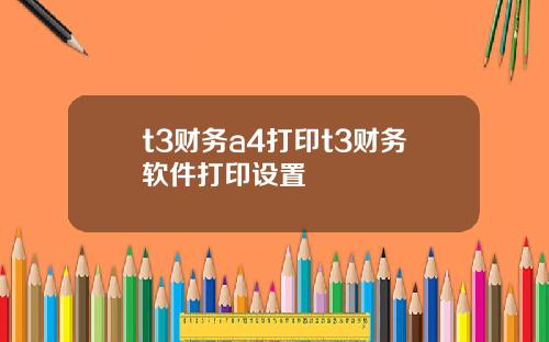t3财务a4打印t3财务软件打印设置