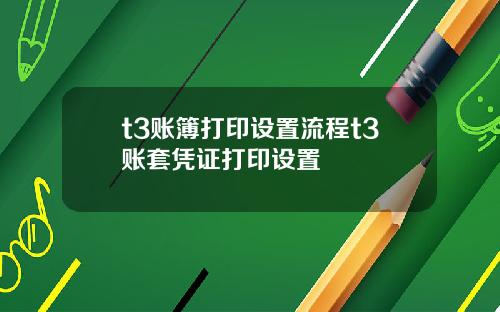 t3账簿打印设置流程t3账套凭证打印设置