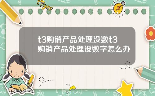 t3购销产品处理没数t3购销产品处理没数字怎么办