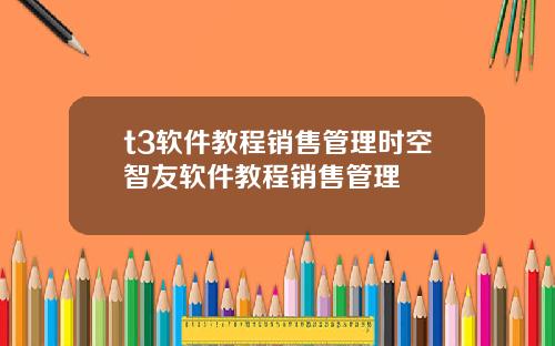 t3软件教程销售管理时空智友软件教程销售管理