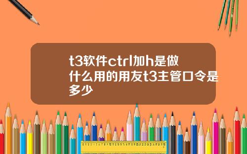 t3软件ctrl加h是做什么用的用友t3主管口令是多少