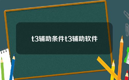 t3辅助条件t3辅助软件